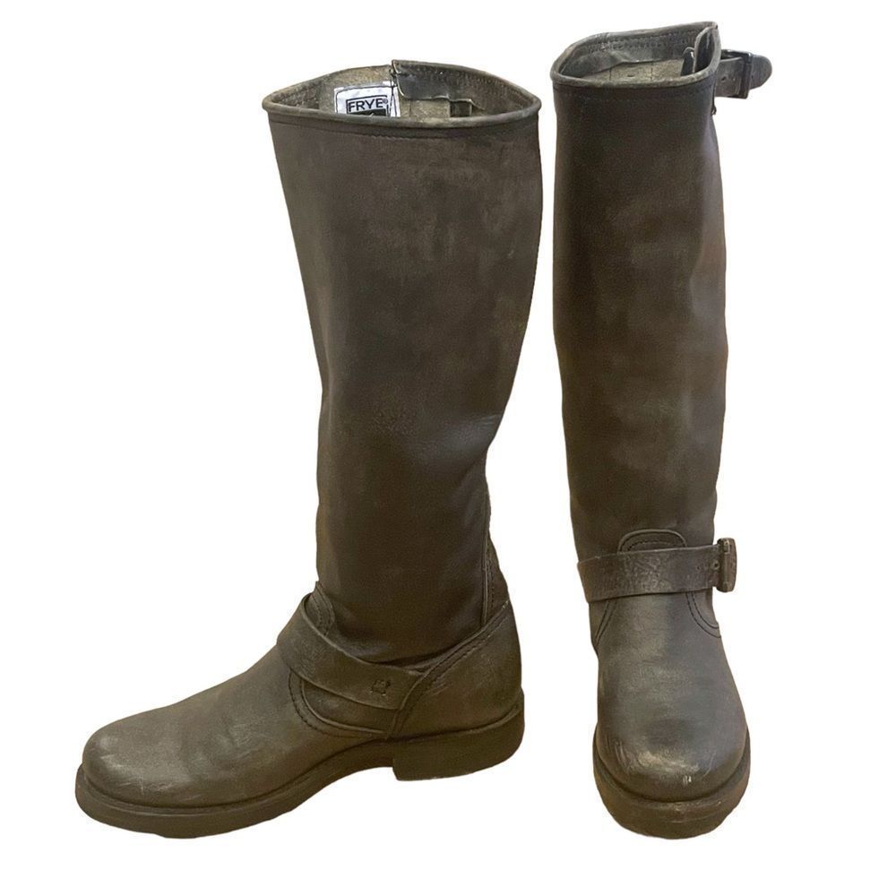 Frye Veronica Tall Slouch Leather Moto Buckle Boot Size